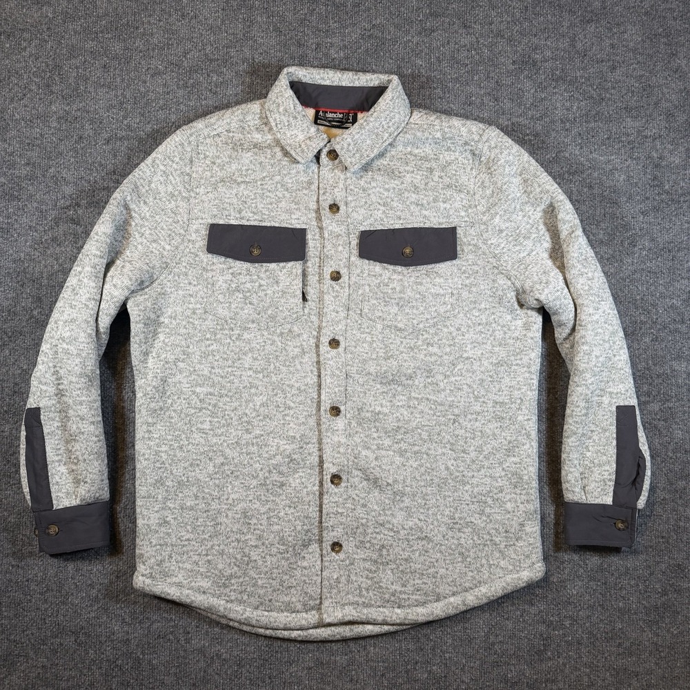 Avalanche Shacket Mens M Gray Sherpa Fleece Lined Shirt Jacket Button Up
